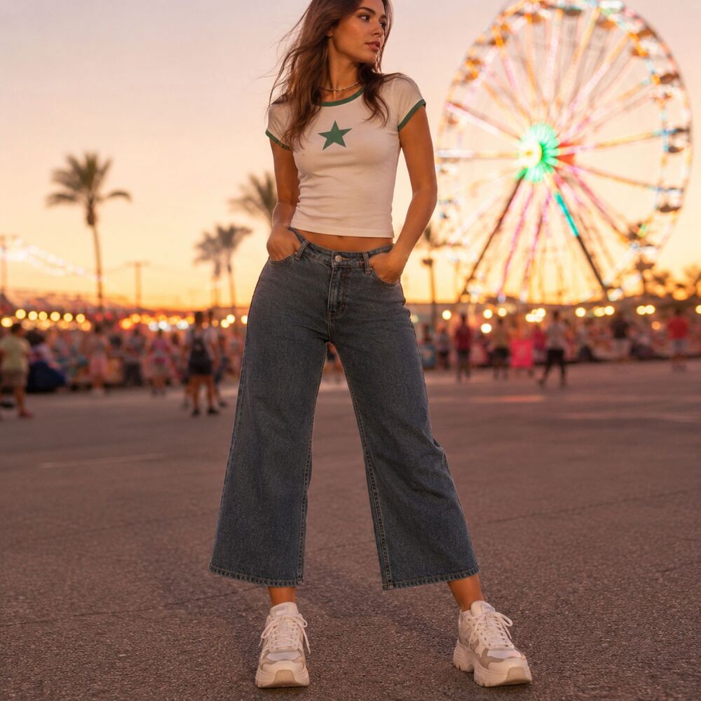 Vintage JNCO Girlie Stuff Flood Jeans Womens 3 Wide Leg Y2K Skater Rare USA 90s
